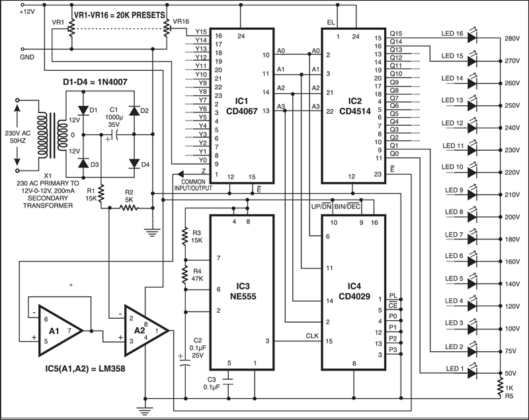 Digital Mains Voltage Indicator Circuit 