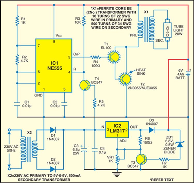 Automatic emergency light circuit
