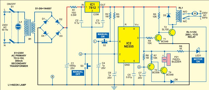 Pcb Layout Of Water Level Indicator With Alarm - PCB Circuits