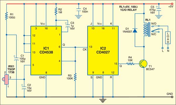 Fig. 1: Circuit of infrared toggle switch