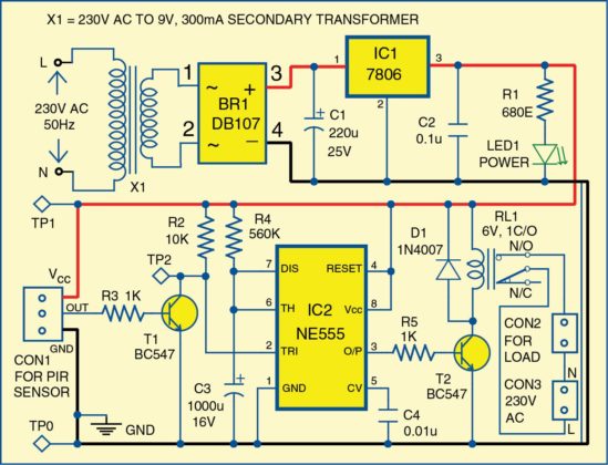 Motion Detector Using NE555 Timer