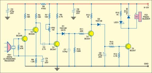 Ultrasonic Burglar Alarm | Detailed Circuit Diagram Available