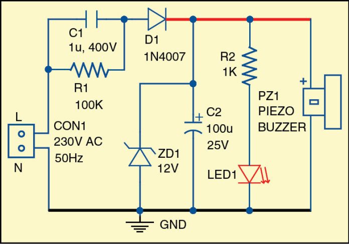 Simple Light and Sound Indicator for Mains Power Supply | DIY Project