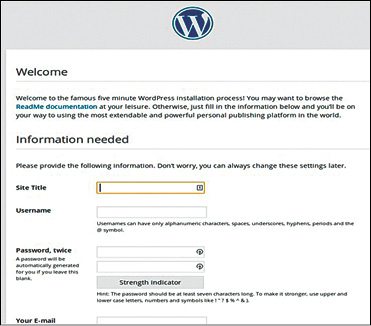 Welcome screen on WordPress