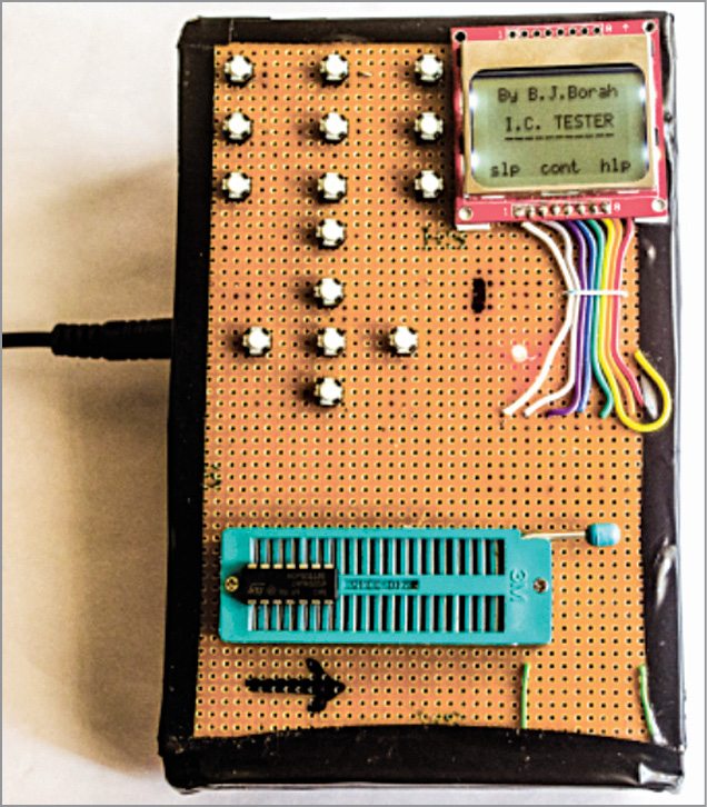 Fig. 1: Author’s prototype of the arduino based digital IC tester