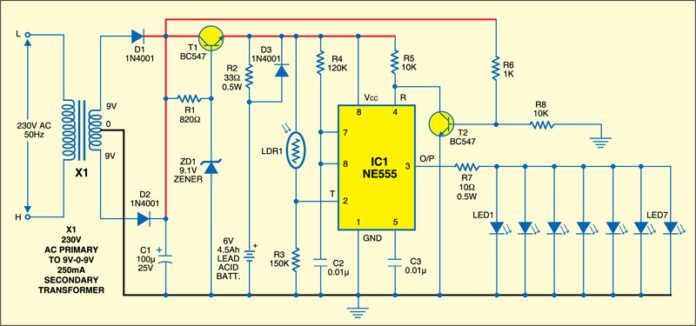 Emergency Light | Full Circuit Diagram with Explanation