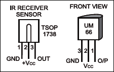 Fig.3: Pin configurations of TSOP1738 and UM66