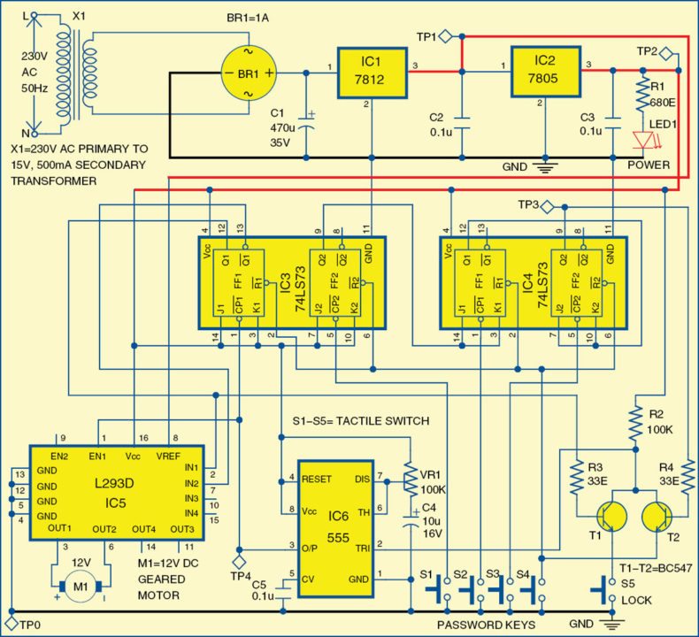 Fig. 1: Circuit of electronic door lock