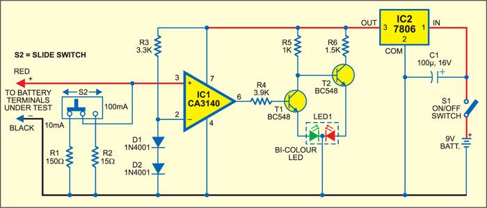 Circuit Diagram of Pencell Charge Indicator