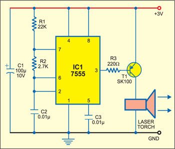 Fig. 1: Circuit of laser torch based transmitter