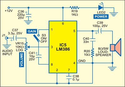 Fig. 4: Low-power audio amplifier circuit