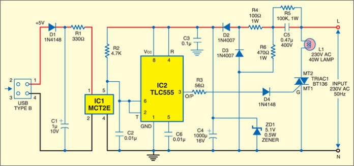 PC Table Lamp Project | Detailed Circuit Diagram Available