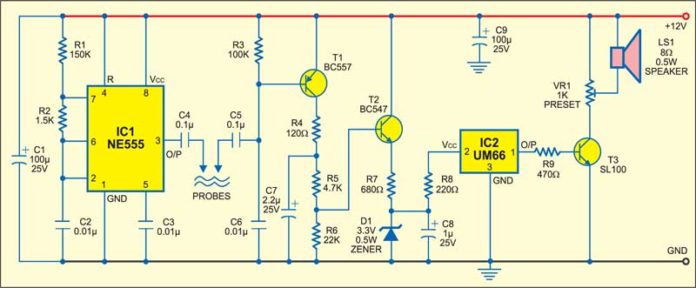 Liquid Level Alarm | Detailed Circuit Diagram Available