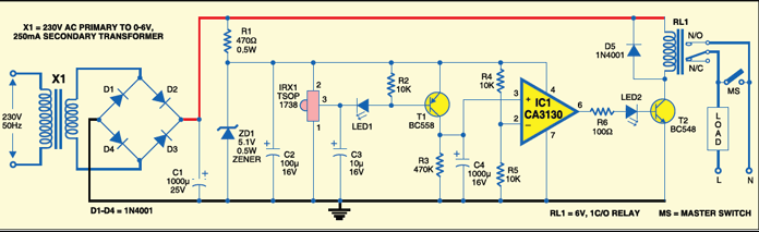 Remote Operated Switch | Detailed Circuit Diagram Available