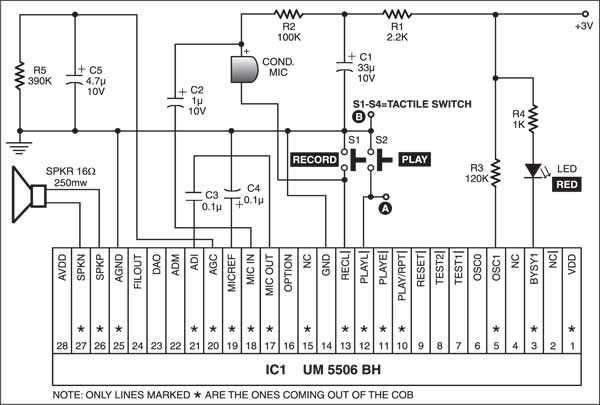 Fig. 1: Voice recording circuit