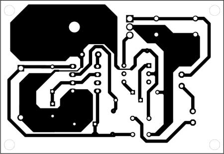 Fig. 2: An actual-size, single-side PCB for staircase light controller