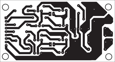 Fig. 5: Actual-size, single-side PCB layout for PC-based stepper motor controller