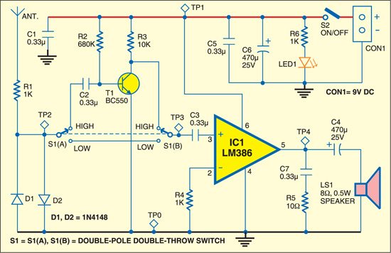 Fig. 1: Circuit of RF signal detector