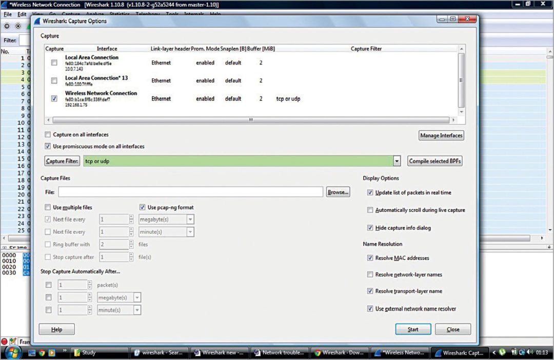 wireshark capture filter multiple ports