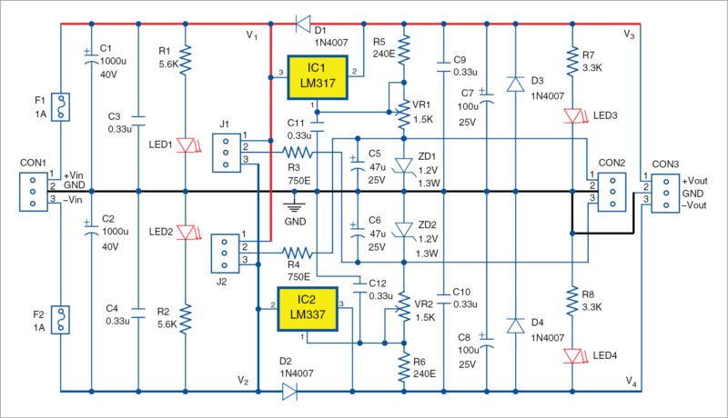 Fig. 1: Circuit diagram of the universal power supply