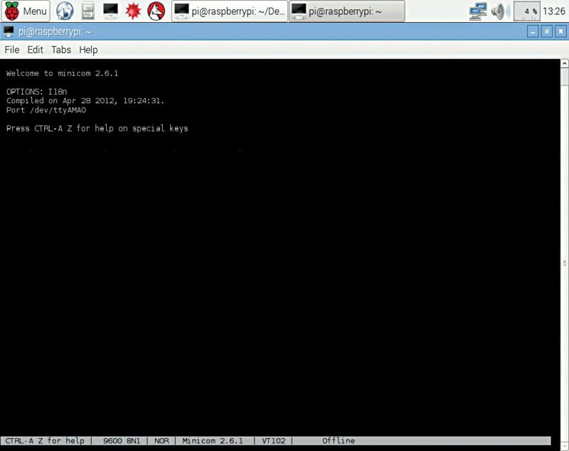 fig 9Fig. 9: Screenshot of minicom on Raspberry Pi