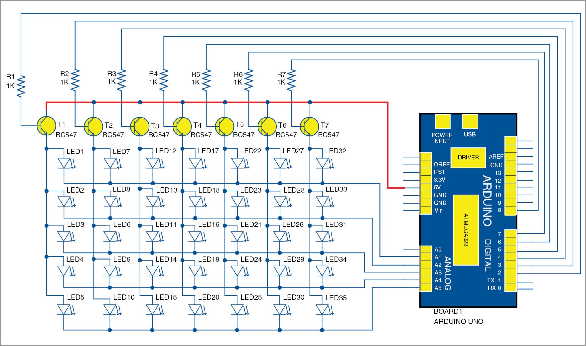 Arduino Led Do It Yourself Electronics Project 7x5 Matrix 7502