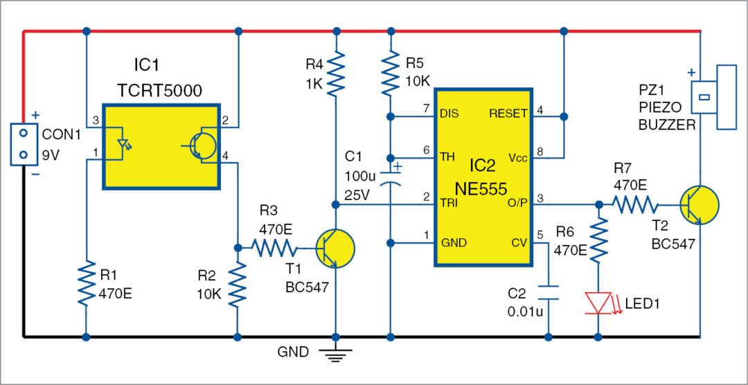 Fig. 2: Circuit diagram of the optoreflective sensor