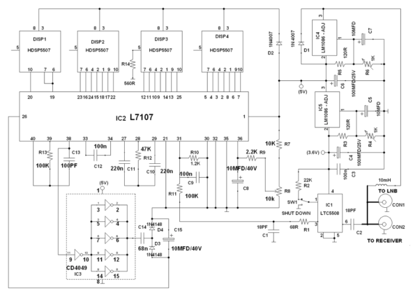 Digital Satellite Finder | Full Circuit diagram with Explanation