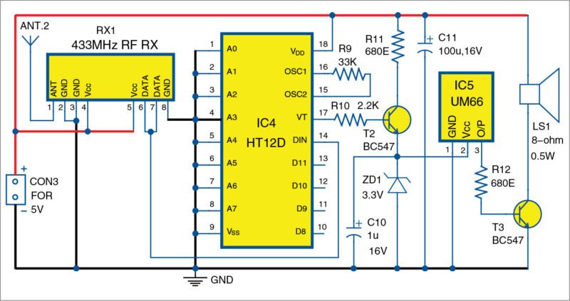 Circuit diagram of the alarm unit