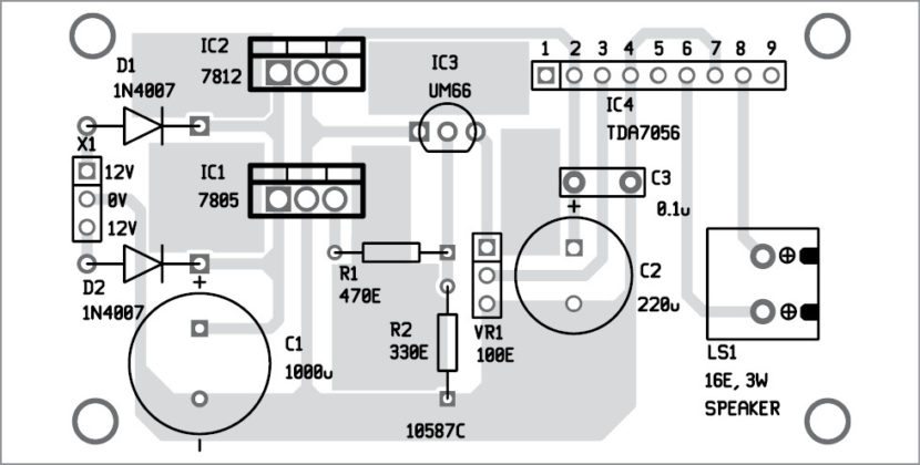 3W audio amplifier using TDA7056 | Full Project with Circuit Diagram