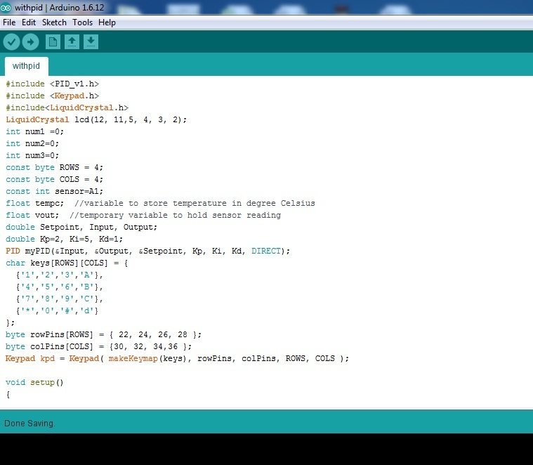 Snapshot of the source code in Arduino IDE