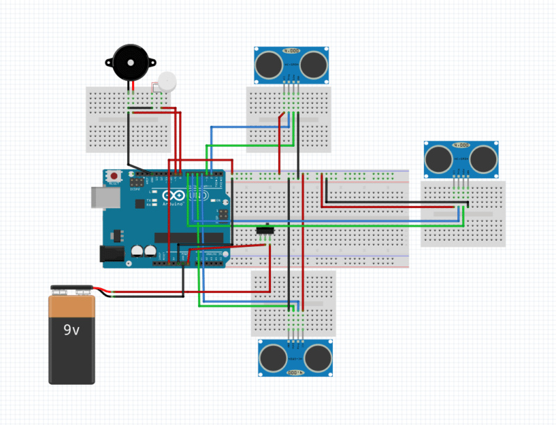 smart stick using arduino circuit diagram