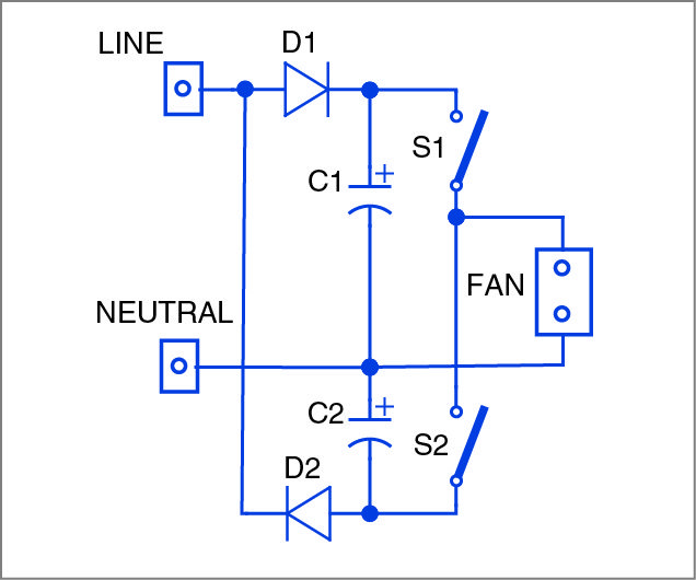 Semi H-bridge circuit with the load (fan)