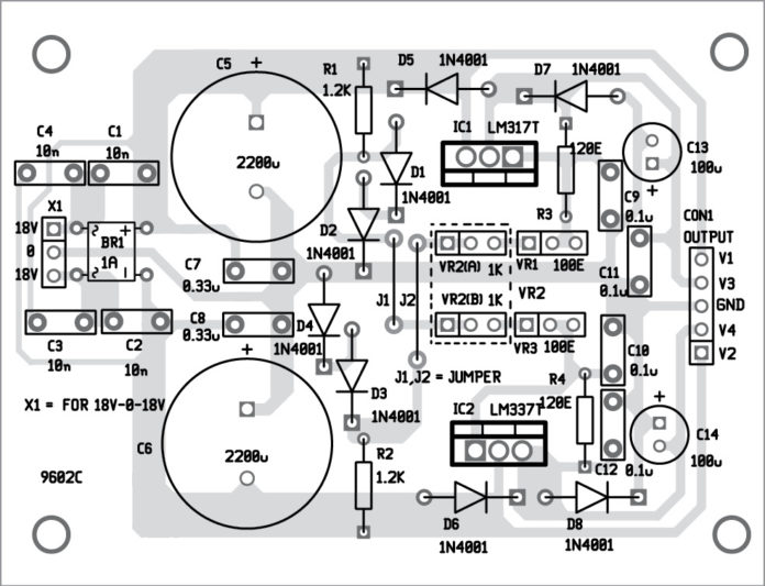 Bipolar Power Supply With Adjustable Regulators | Electronics Project