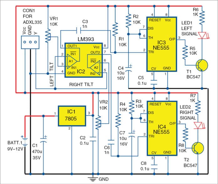 Automatic Bike Turn Indicator | Detailed Electronics Project