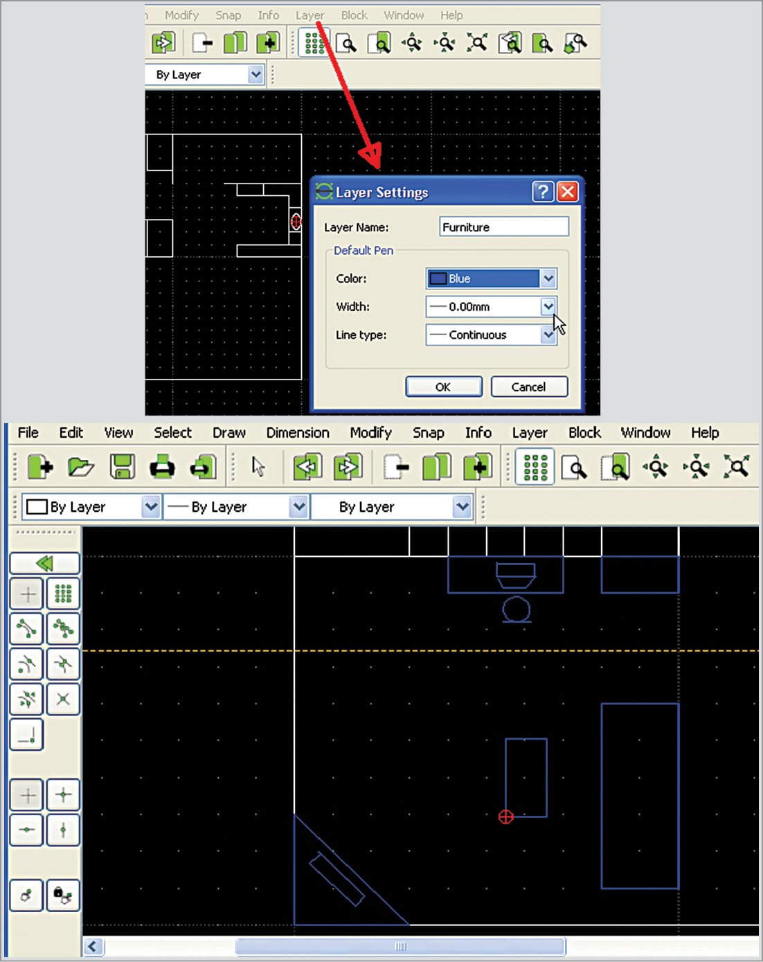 how to list entity in librecad