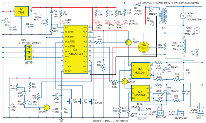 Control Panel For Submersible Monoblock Pumpset - Pump Starter Circuit