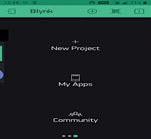 Creating new project on Blynk platform