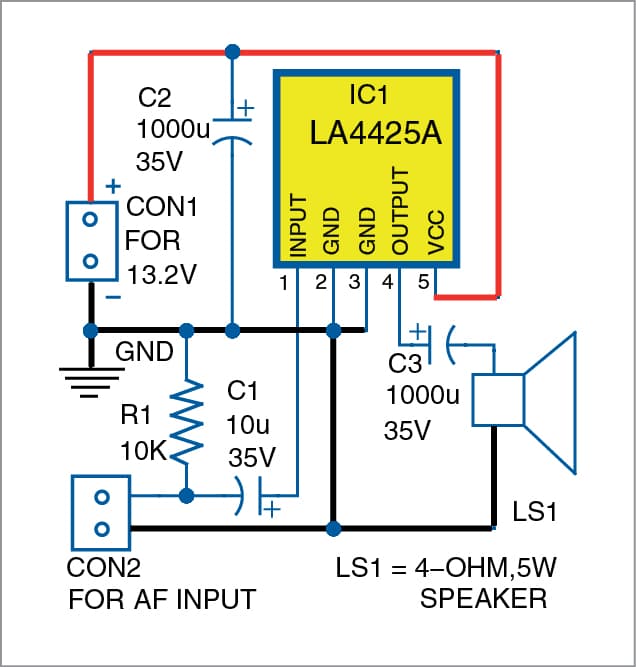 Mono AF Amplifier Simple 5W Mono Audio Amplifier Circuit