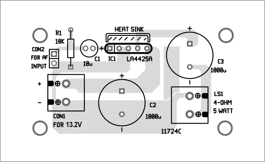 Mono AF Amplifier | Simple 5W Mono Audio Amplifier Circuit