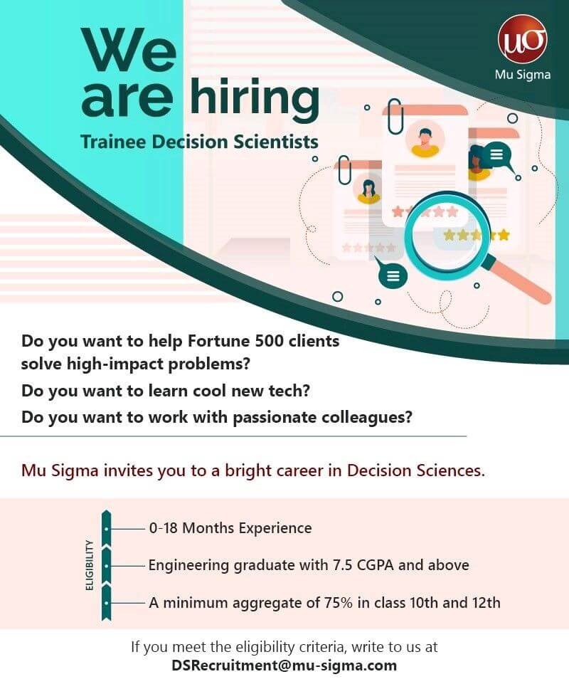 Trainee Decision Scientist At Mu Sigma In Bengaluru