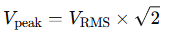 Peak Voltage Formula using RMS Voltage