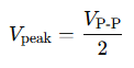 Peak Voltage Formula using Peak-to-peak Voltage