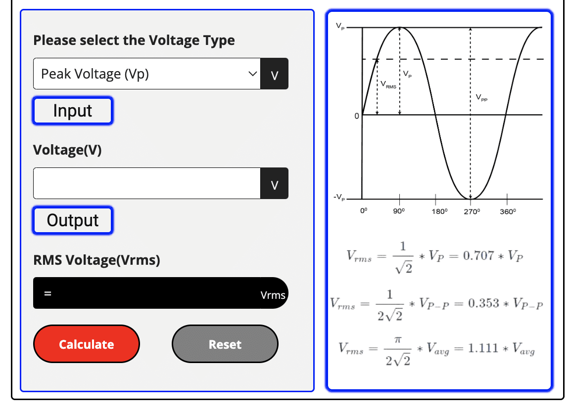 RMS Voltage Calculator Electronics For You