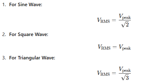 RMS Voltage Formulas