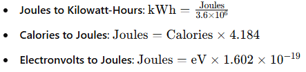 Energy Conversion Formulas