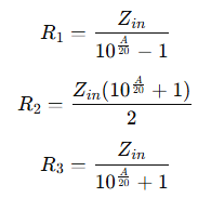 Bridged-Tee Attenuator Calculation Formula