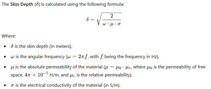 Skin Depth Calculation Formula for Circuits