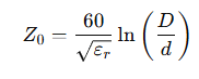 formula for characteristic impedance of a coaxial cable