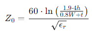 Symmetric Stripline Impedance Calculation Formula